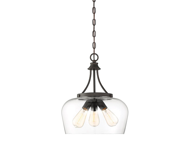 Octave 3-Light Clear Glass Pendant in English Bronze