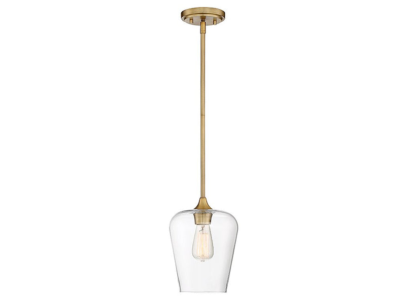 Octave Clear Glass Mini Pendant in Warm Brass