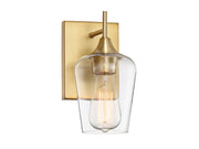 Octave Clear Glass Bath Sconce in Warm Brass