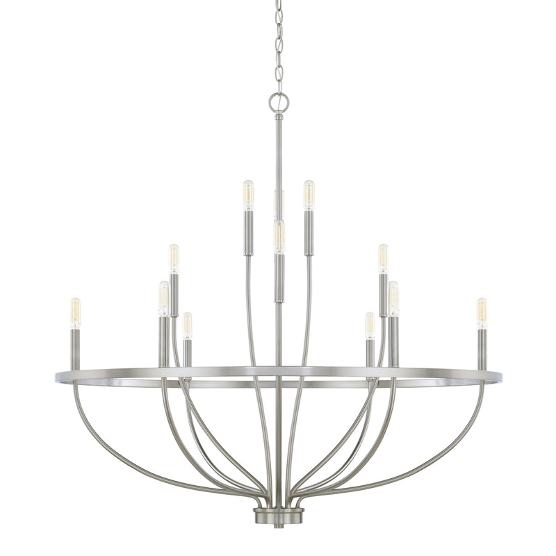 Greyson 12-Light Chandelier in Brushed Nickel - Lamps Expo