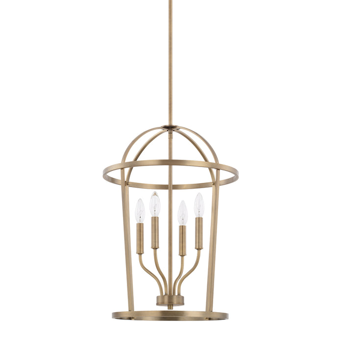 Greyson 4-Light Foyer Pendant in Aged Brass - Lamps Expo