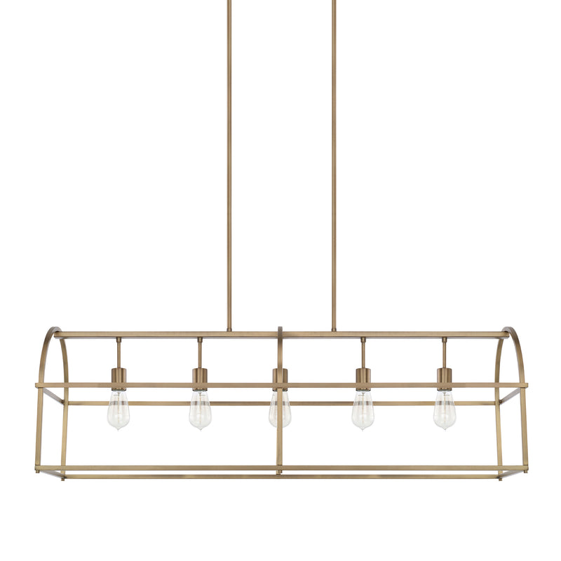 Aubrey 5-Light Island Pendant in Aged Brass - Lamps Expo