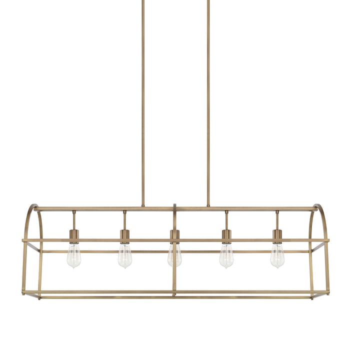 Aubrey 5-Light Island Pendant in Aged Brass - Lamps Expo