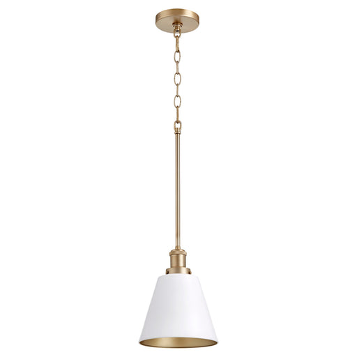 Transitional 8" Cone Pendant in Studio White / Aged Brass