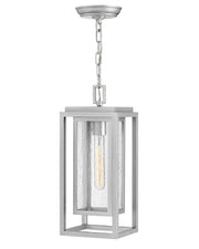 Republic Medium Outdoor Hanging Lantern in Satin Nickel