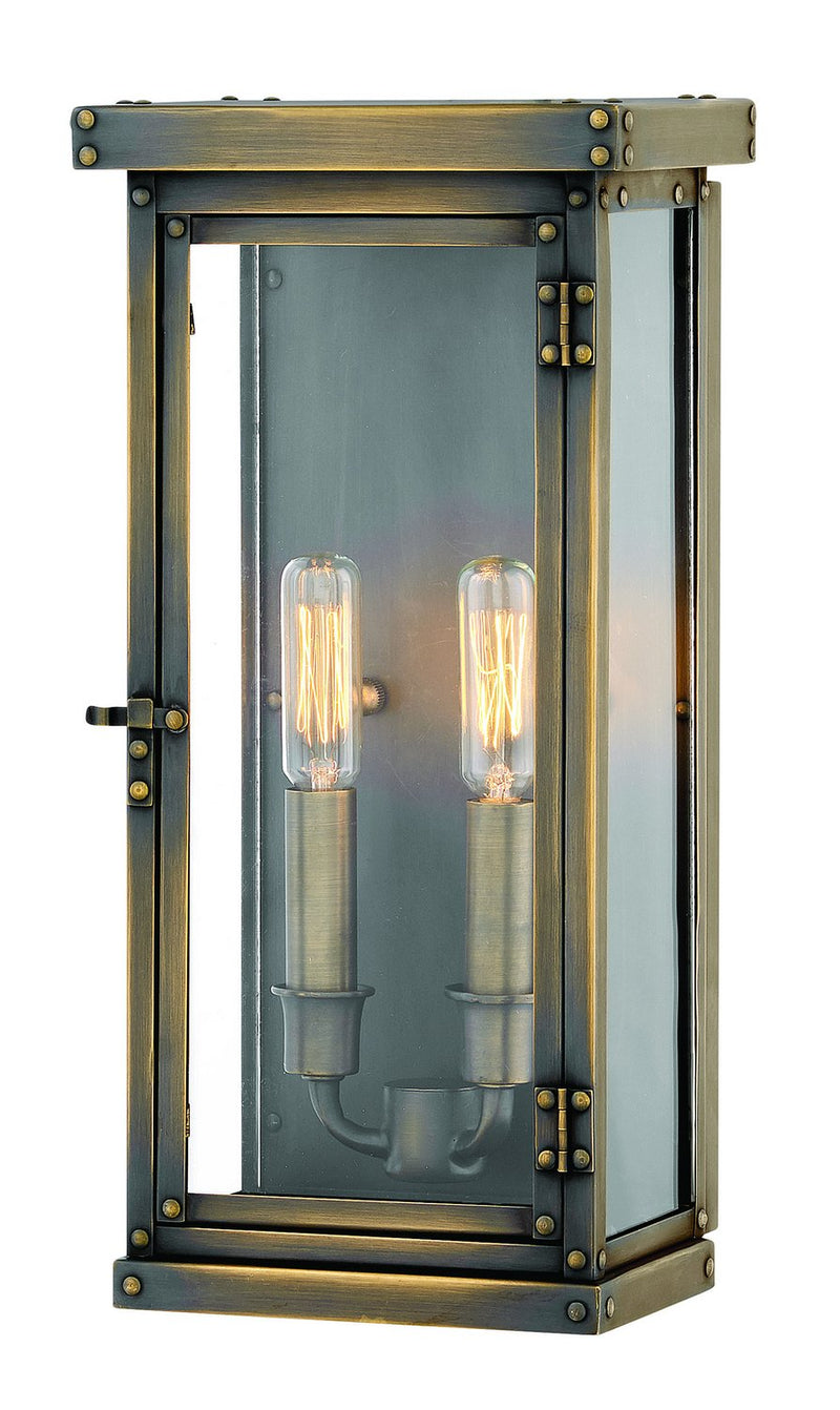 Hamilton Small 2-Light Outdoor Wall Lantern in Dark Antique Brass