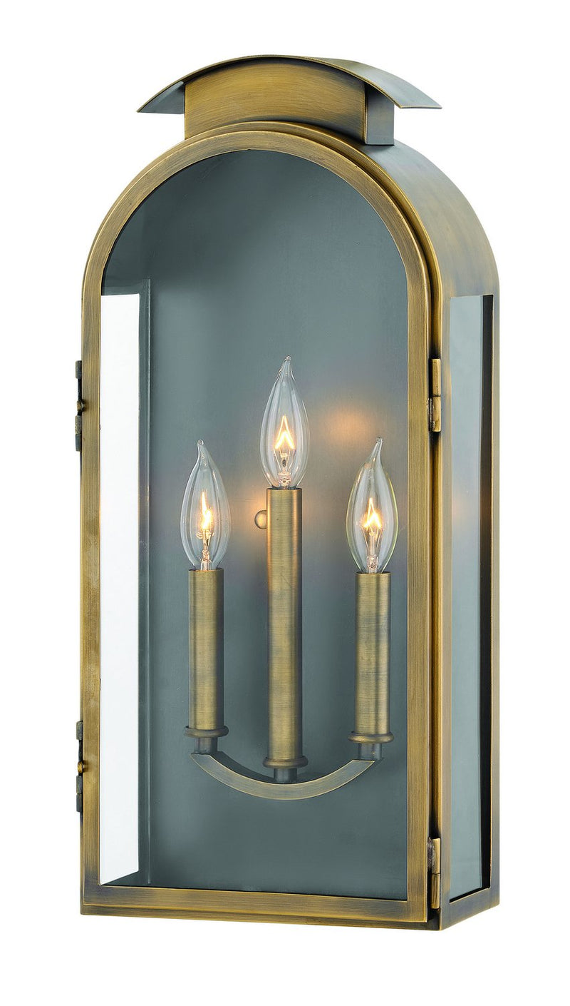 Rowley Large Outdoor Wall Lantern in Light Antique Brass