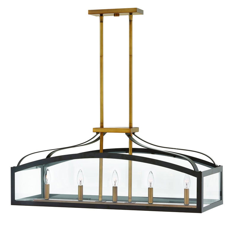 Clarendon 5-Light Linear Chandelier in Bronze