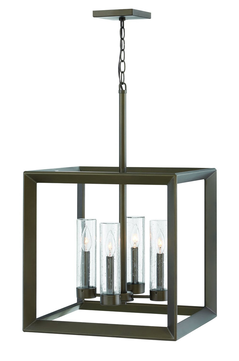 Rhodes 4-Light Outdoor Hanging Lantern in Warm Bronze