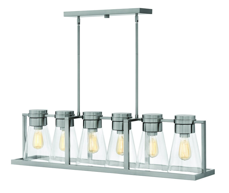 Refinery 6-Light Linear Chandelier in Brushed Nickel