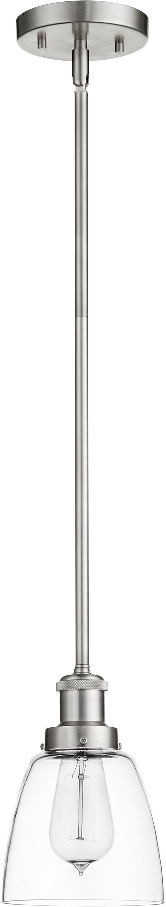 Transitional 6" Clear Bell Mini Pendant in Satin Nickel