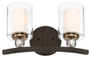 Studio 5 2-Light Bath Vanity Light in Painted Bronze w/Natural Brushed Brass