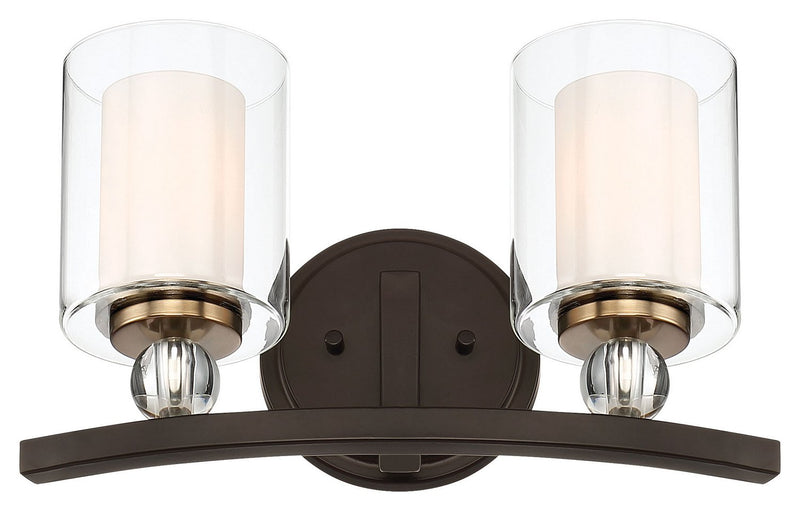 Studio 5 2-Light Bath Vanity Light in Painted Bronze w/Natural Brushed Brass