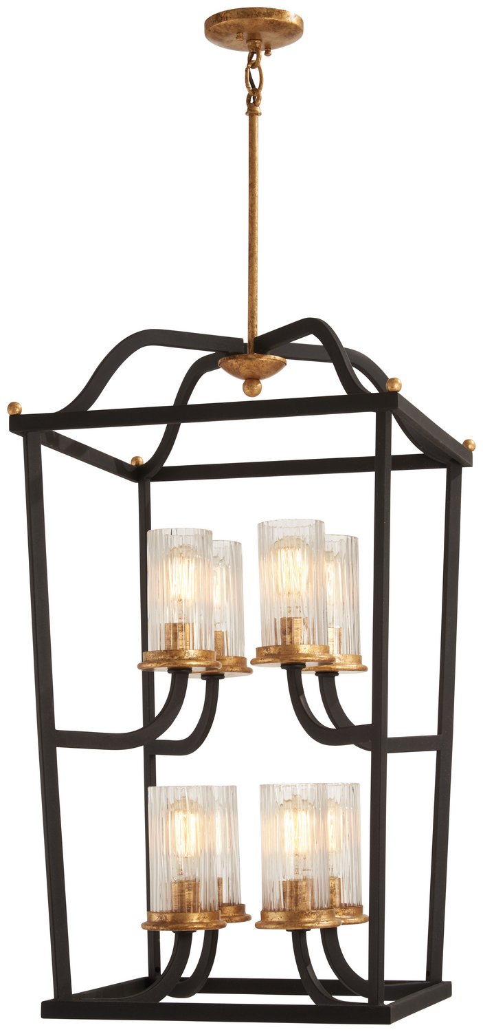 Posh Horizon 8-Light Chandelier in Sand Black w/Gold Leaf