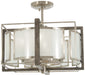 Tyson's Gate 4-Light Pendant/Semi-Flush Mount in Brushed Nickel with Shale Wood & White Iris Glass - Lamps Expo