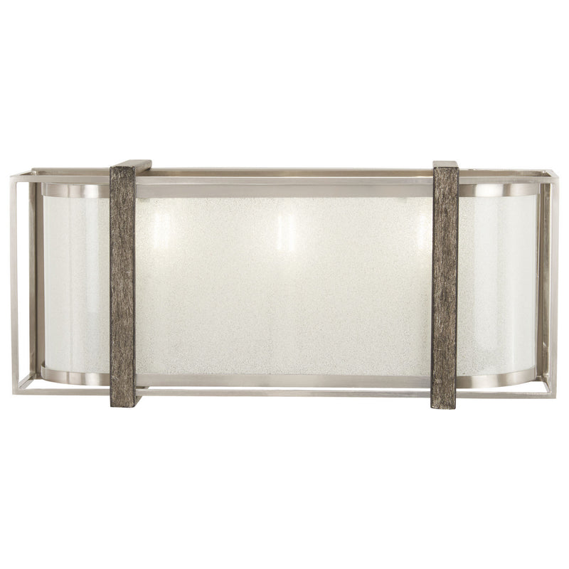 Tyson's Gate 3-Light Bath Vanity in Brushed Nickel with Shale Wood & White Iris Glass - Lamps Expo