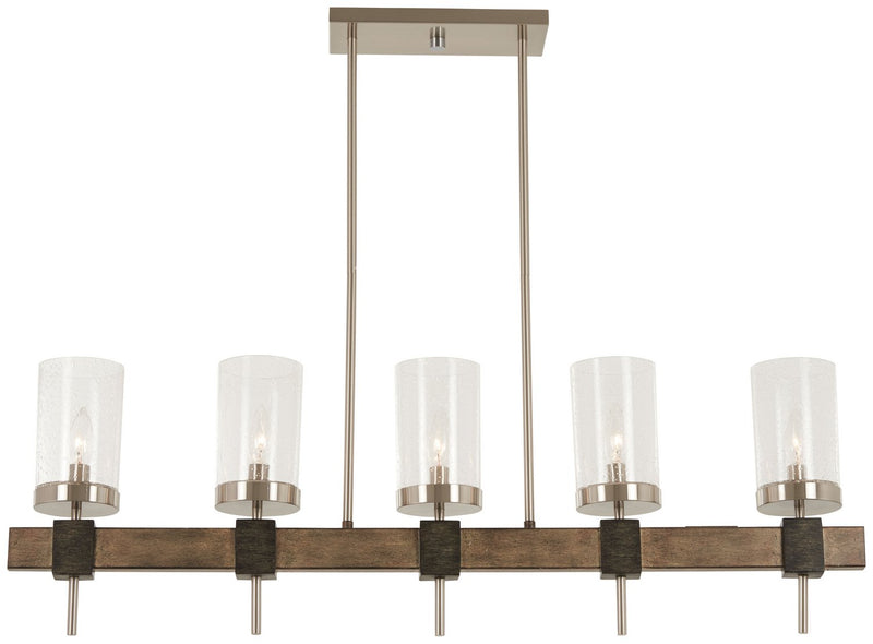 Bridlewood 5-Light Linear Chandelier in Stone Grey w/Brushed Nickel