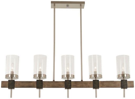 Bridlewood 5-Light Linear Chandelier in Stone Grey w/Brushed Nickel