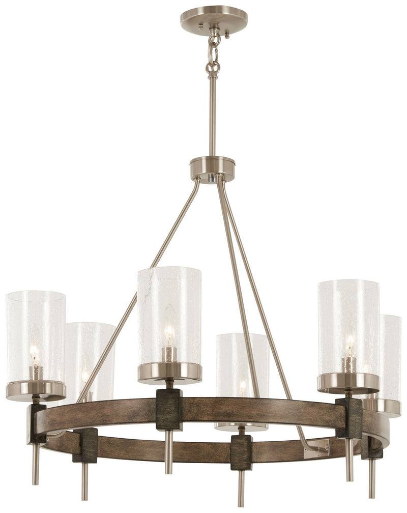 Bridlewood 6-Light Chandelier in Stone Grey w/Brushed Niickel