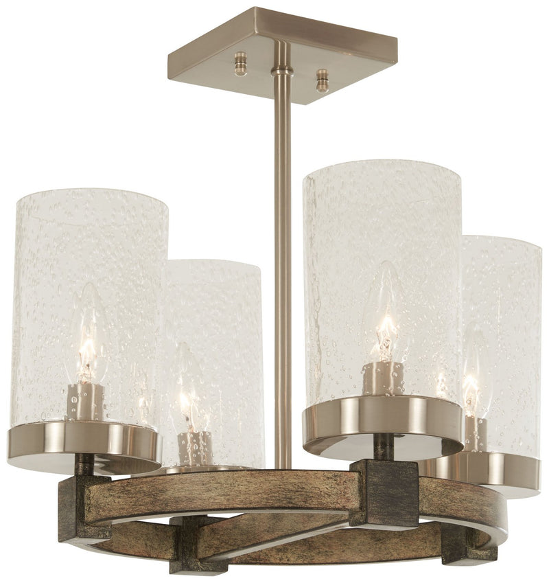 Bridlewood 4-Light Semi-Flush Mount in Stone Grey w/Brushed Nickel