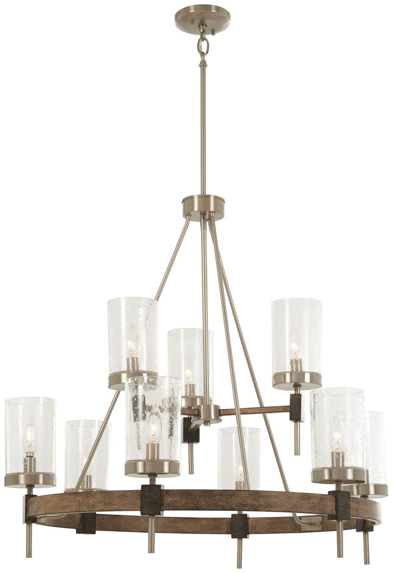 Bridlewood 9-Light Chandelier in Stone Grey w/Brushed Nickel
