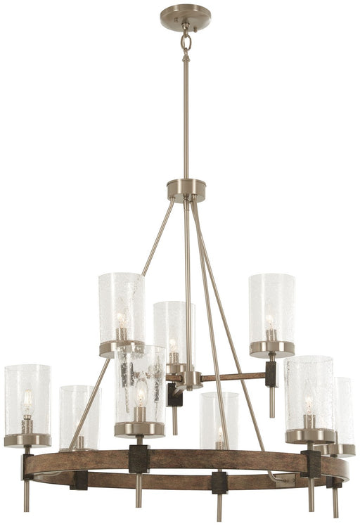 Bridlewood 9-Light Chandelier in Stone Grey w/Brushed Nickel