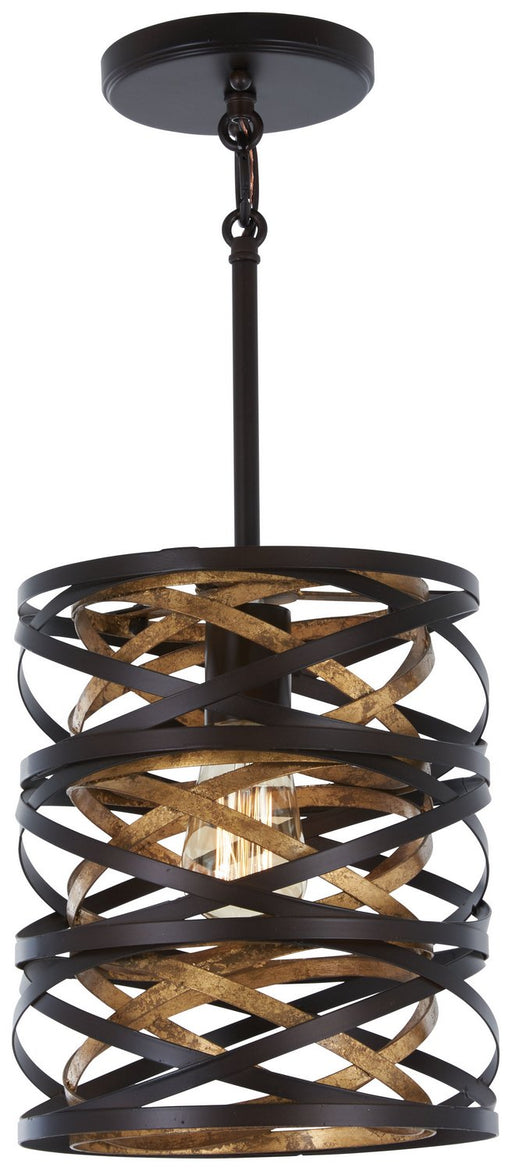 Vortic Flow Mini Pendant in Dark Bronze w/Mosaic Gold Interior