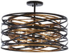 Vortic Flow Semi-Flush Mount in Dark Bronze with Mosaic Gold Interior