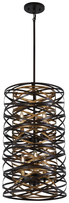Vortic Flow Pendant in Dark Bronze with Mosaic Gold Interior - Lamps Expo