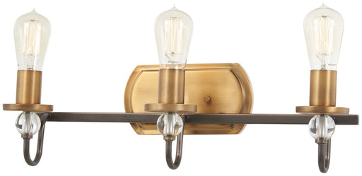 Safra 3-Light Bath Vanity Light in Harvard Court Bronze w/Natural Brushed Brass