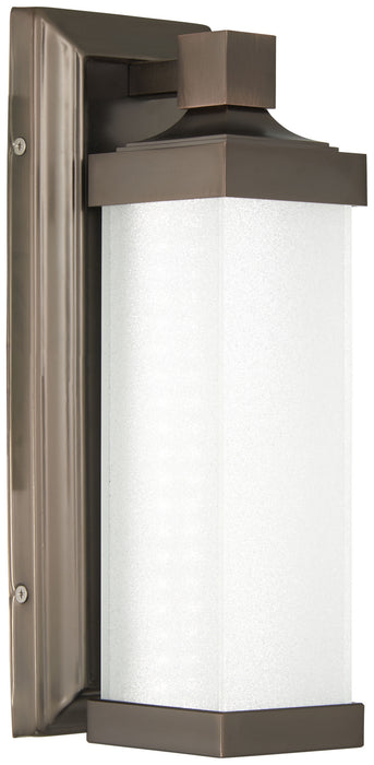 LED Wall Sconce in Harvard Court Bronze (Plated) & White Iris Glass