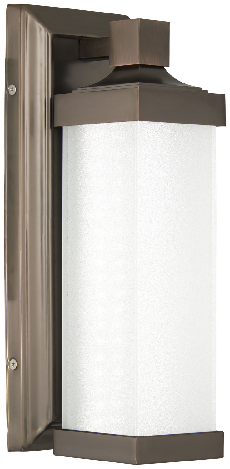 LED Wall Sconce in Harvard Court Bronze (Plated) & White Iris Glass