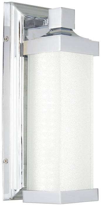 LED Wall Sconce in Chrome & White Iris Glass