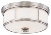 3-Light Etched Glass Flush Mount 16" in Brushed Nickel