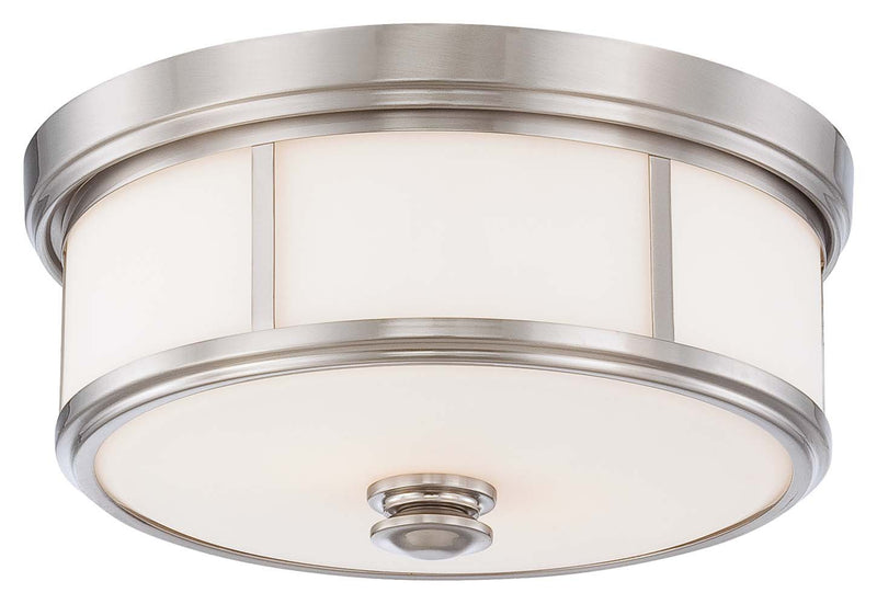 3-Light Etched Glass Flush Mount 16" in Brushed Nickel