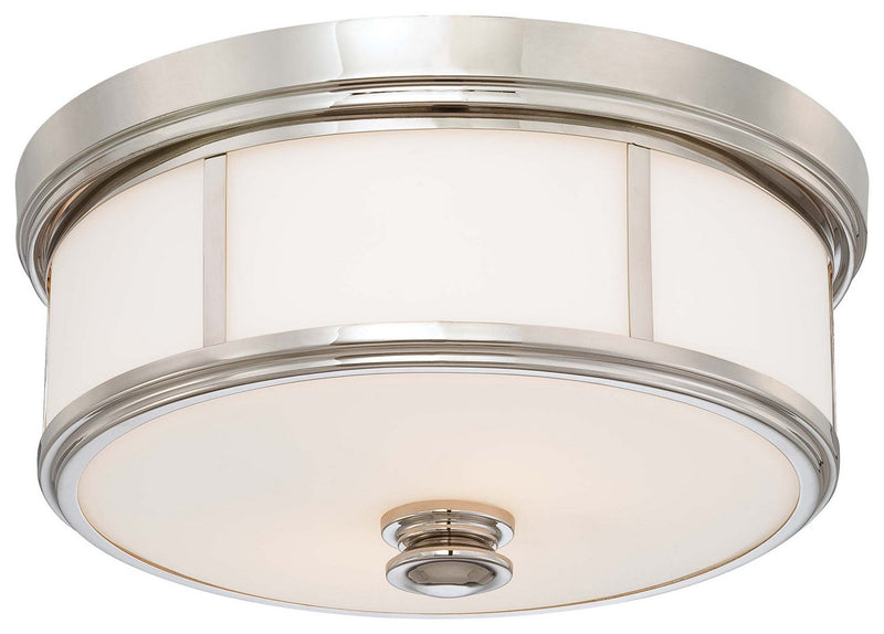 5-Light Etched Opal Flush Mount 20" in Polished Nickel