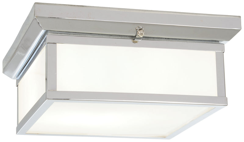 Flush Mount in Chrome & Etched White Glass