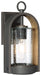 Kamstra 1-Light Outdoor Wall Mount in Oil Rubbed Bronze with Gold High & Clear Seedy Glass