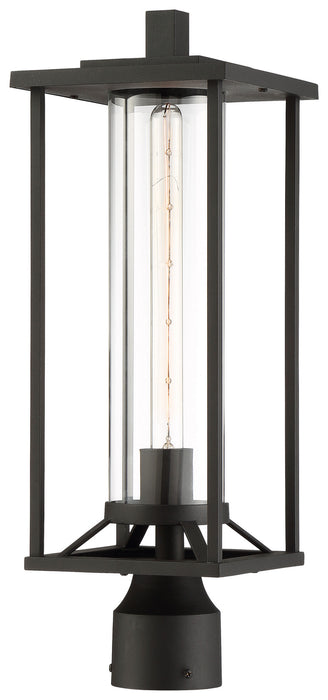 Trescott 1-Light Post Mount in Coal & Clear Glass