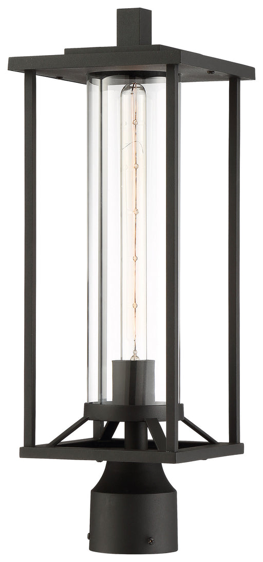 Trescott 1-Light Post Mount in Coal & Clear Glass