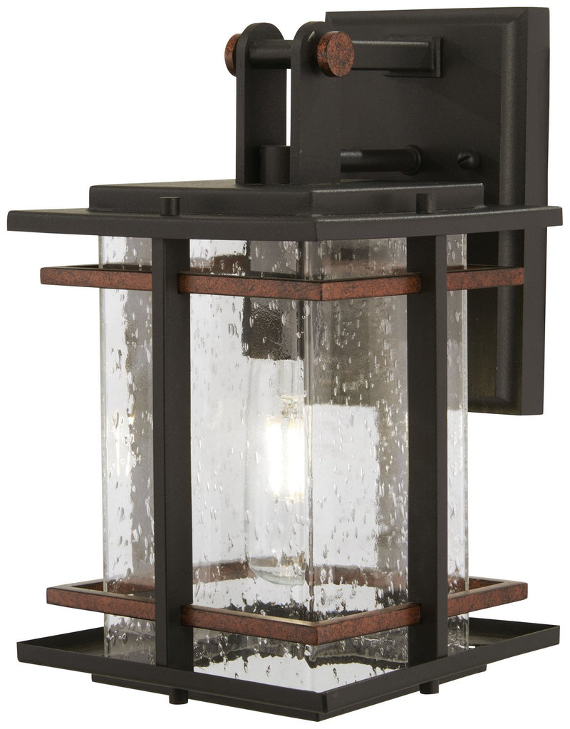 San Marcos Small Outdoor Wall Lantern in Black w/Antique Copper