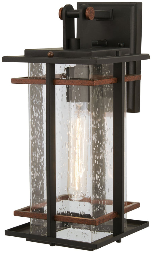 San Marcos Medium Outdoor Wall Lantern in Black w/Antique Copper