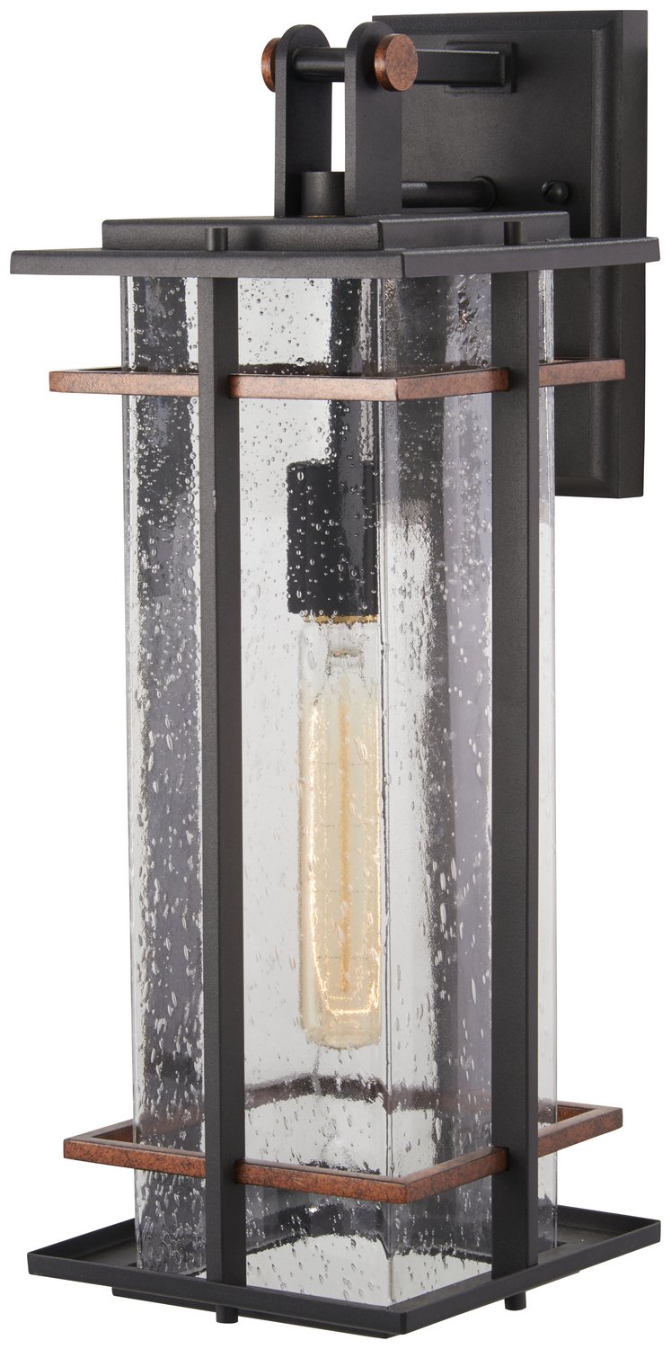San Marcos Large Outdoor Wall Lantern in Black w/Antique Copper
