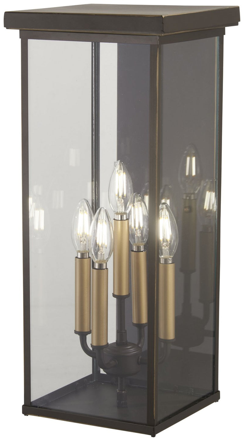 Casway 5-Light Outdoor Wall Lantern in Oil Rubbed Bronze w/Gold Highlights