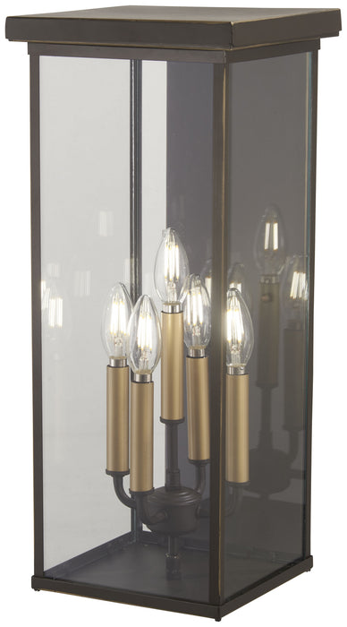 Casway 5-Light Pocket Lantern in Oil Rubbed Bronze with Gold High & Clear Glass