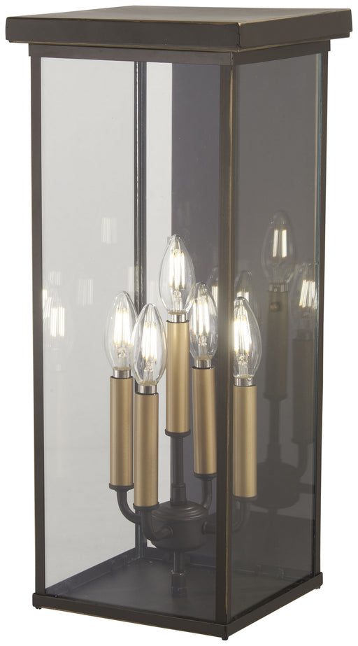 Casway 5-Light Pocket Lantern in Oil Rubbed Bronze with Gold High & Clear Glass