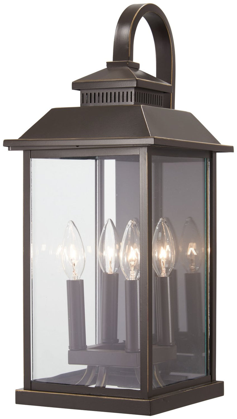 Miner's Loft 4-Light Small Outdoor Wall Lantern in Oil Rubbed Bronze w/Gold Highlights
