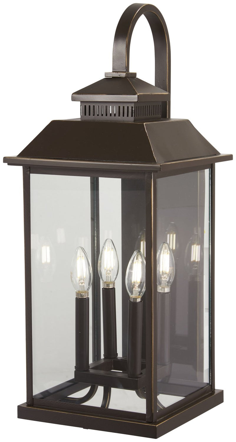 Miner's Loft 4-Light Large Outdoor Wall Lantern in Oil Rubbed Bronze w/Gold Highlights