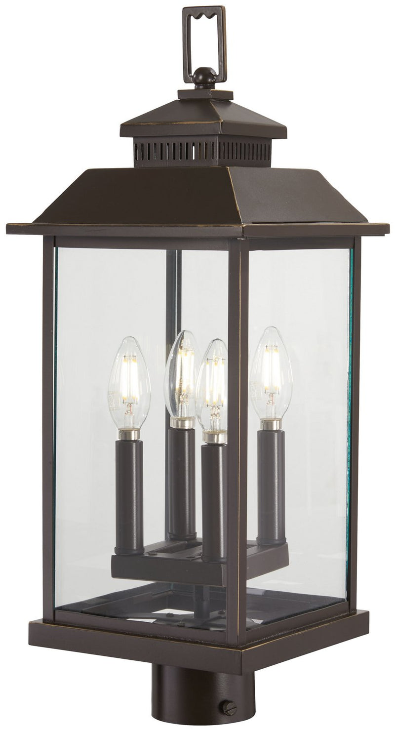 Miner's Loft 4-Light Outdoor Post Light in Oil Rubbed Bronze w/Gold Highlights