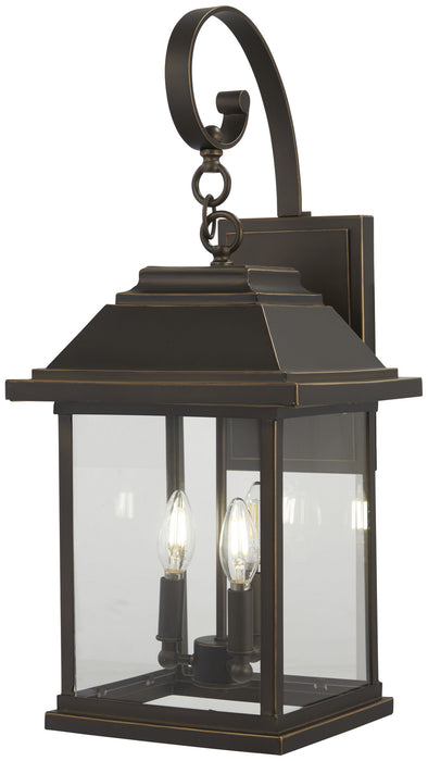 Mariner's Pointe 4-Light Outdoor Wall Mount in Oil Rubbed Bronze with Gold Highlights & Clear Glass